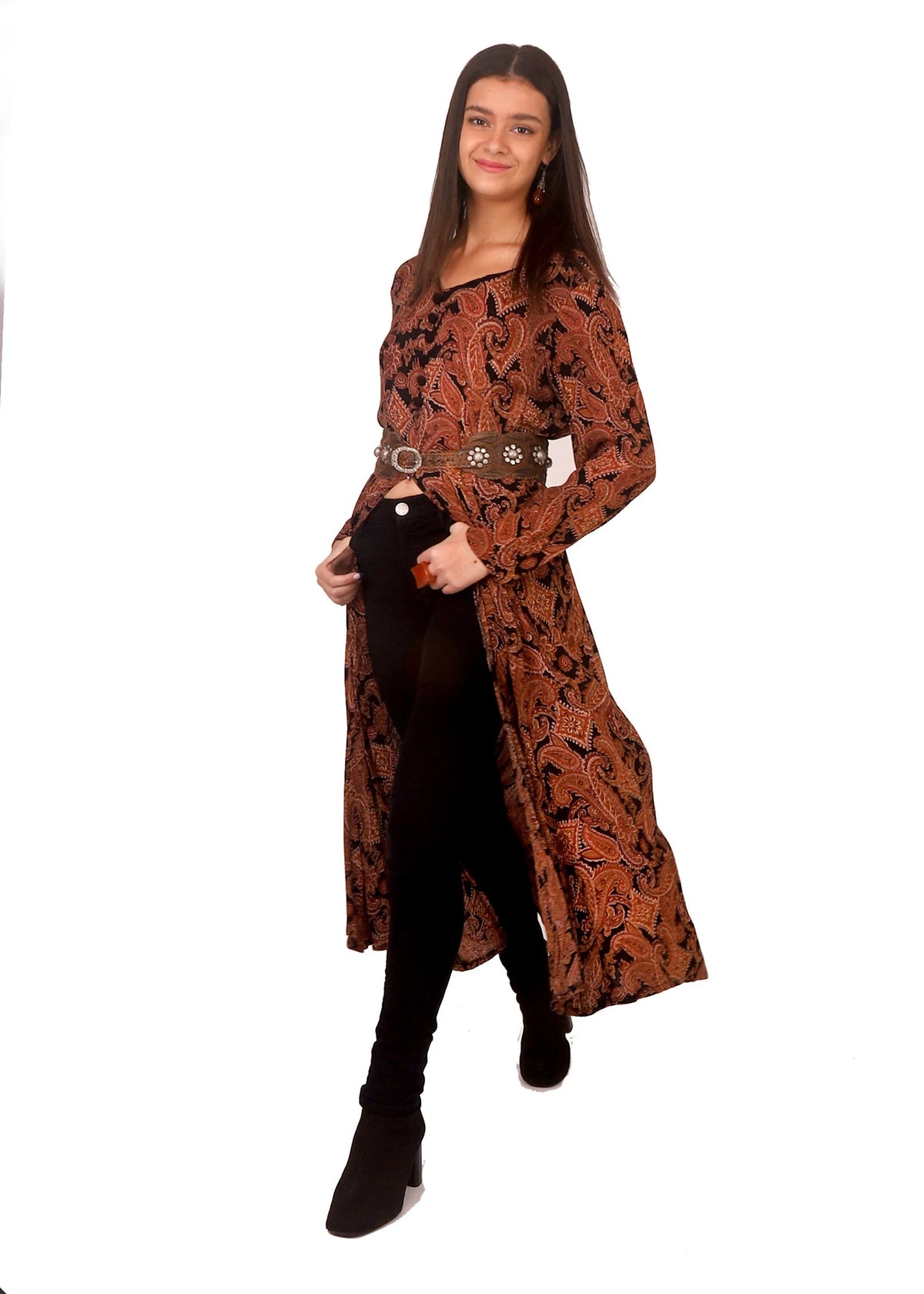 Brown Paisley Gauze Dress 80'