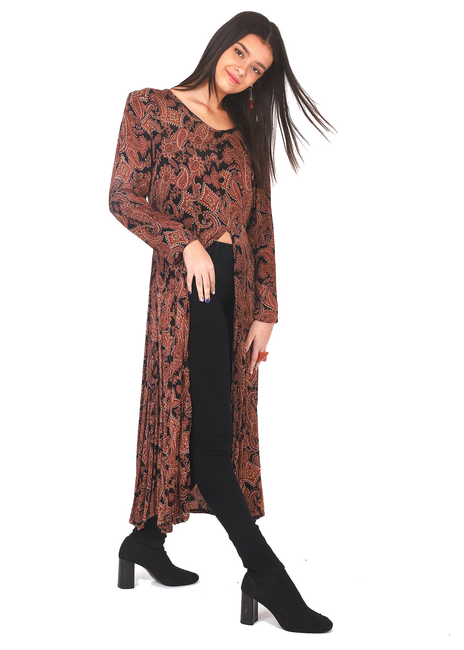 Brown Paisley Gauze Dress 80'