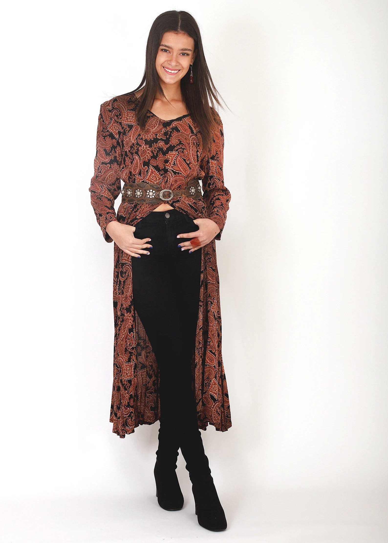 Brown Paisley Gauze Dress 80'