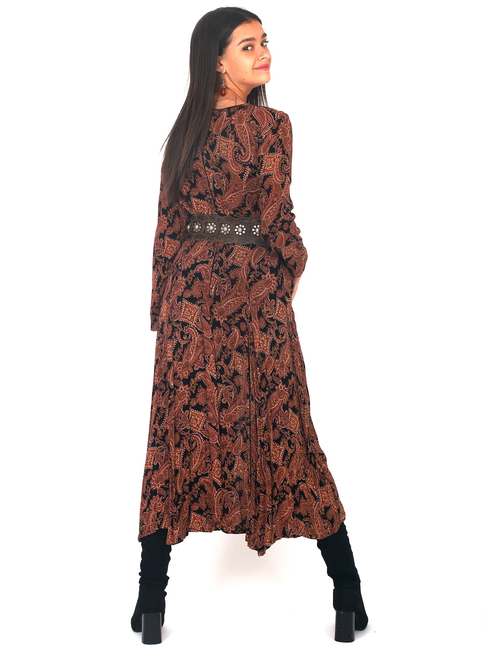 Brown Paisley Gauze Dress 80'