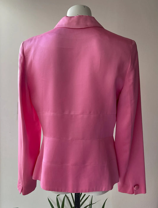 Vintage Pink Christian Dior Satin Jacket Blazer Size 6