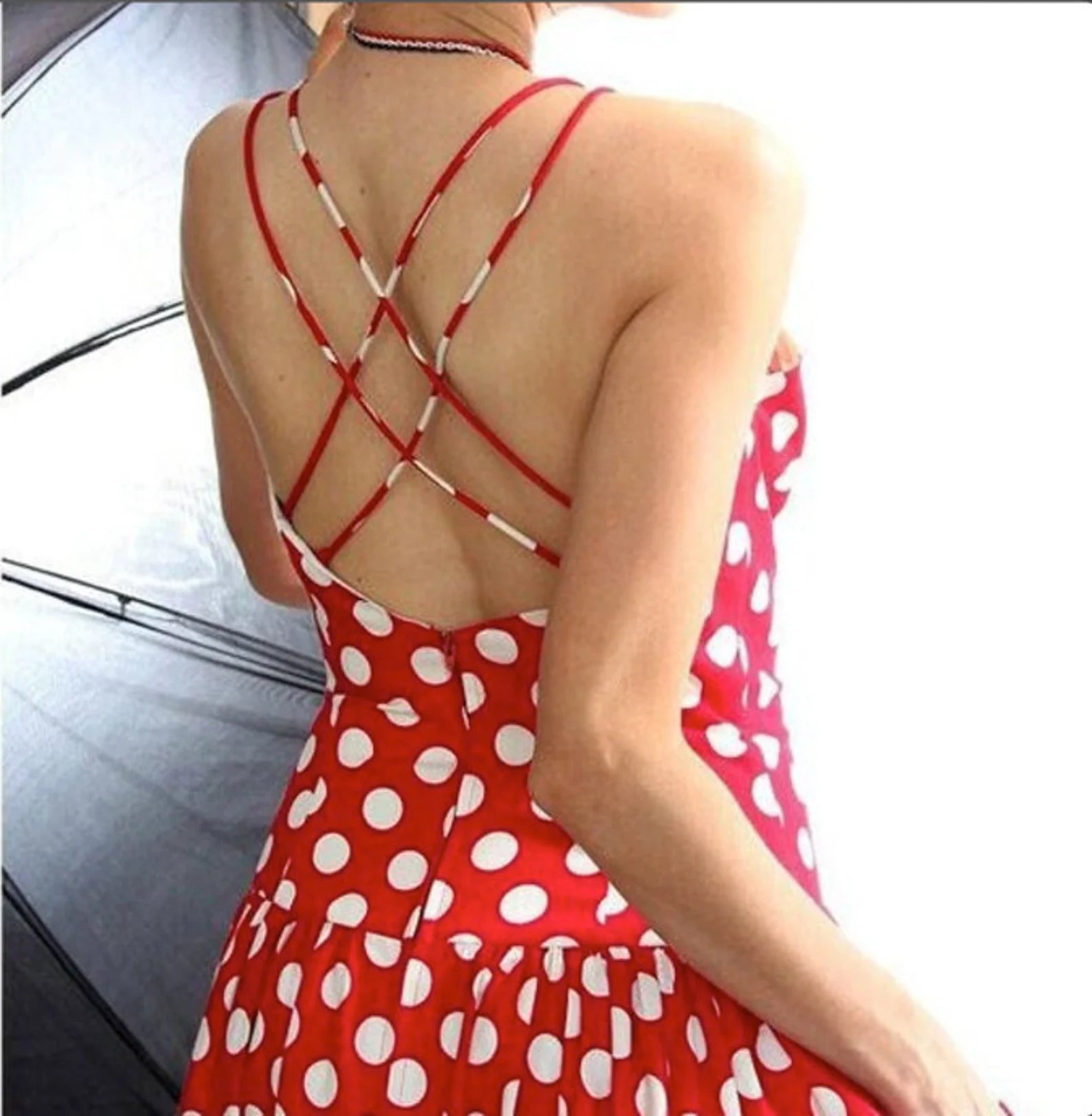 80s Retro Red Polka Dot Dress