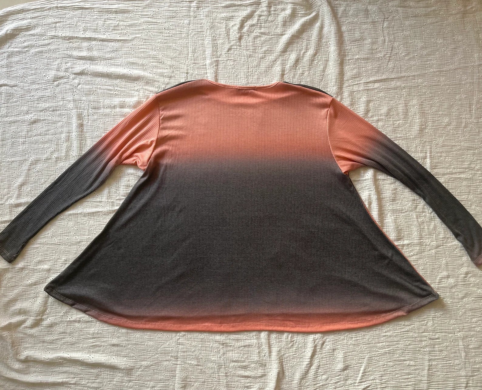 Orangey Grey Black Ombre Ribbed French Top