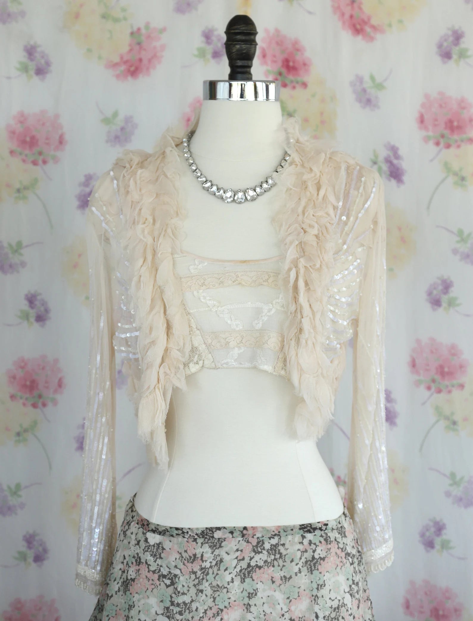 Y2K Betsey Johnson Sequin Beaded Bolero Jacket