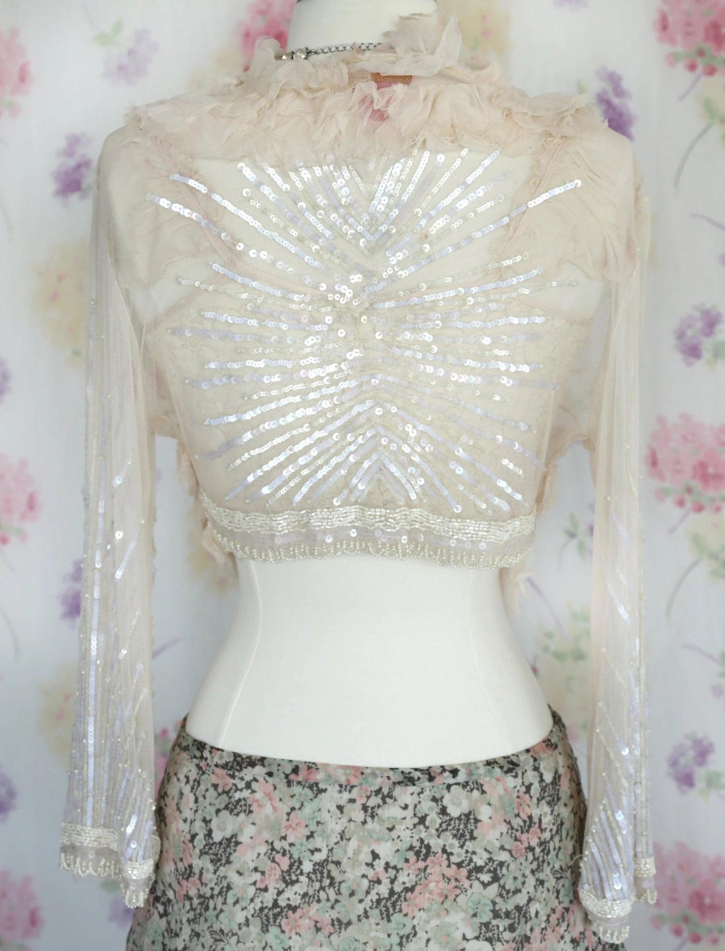 Y2K Betsey Johnson Sequin Beaded Bolero Jacket