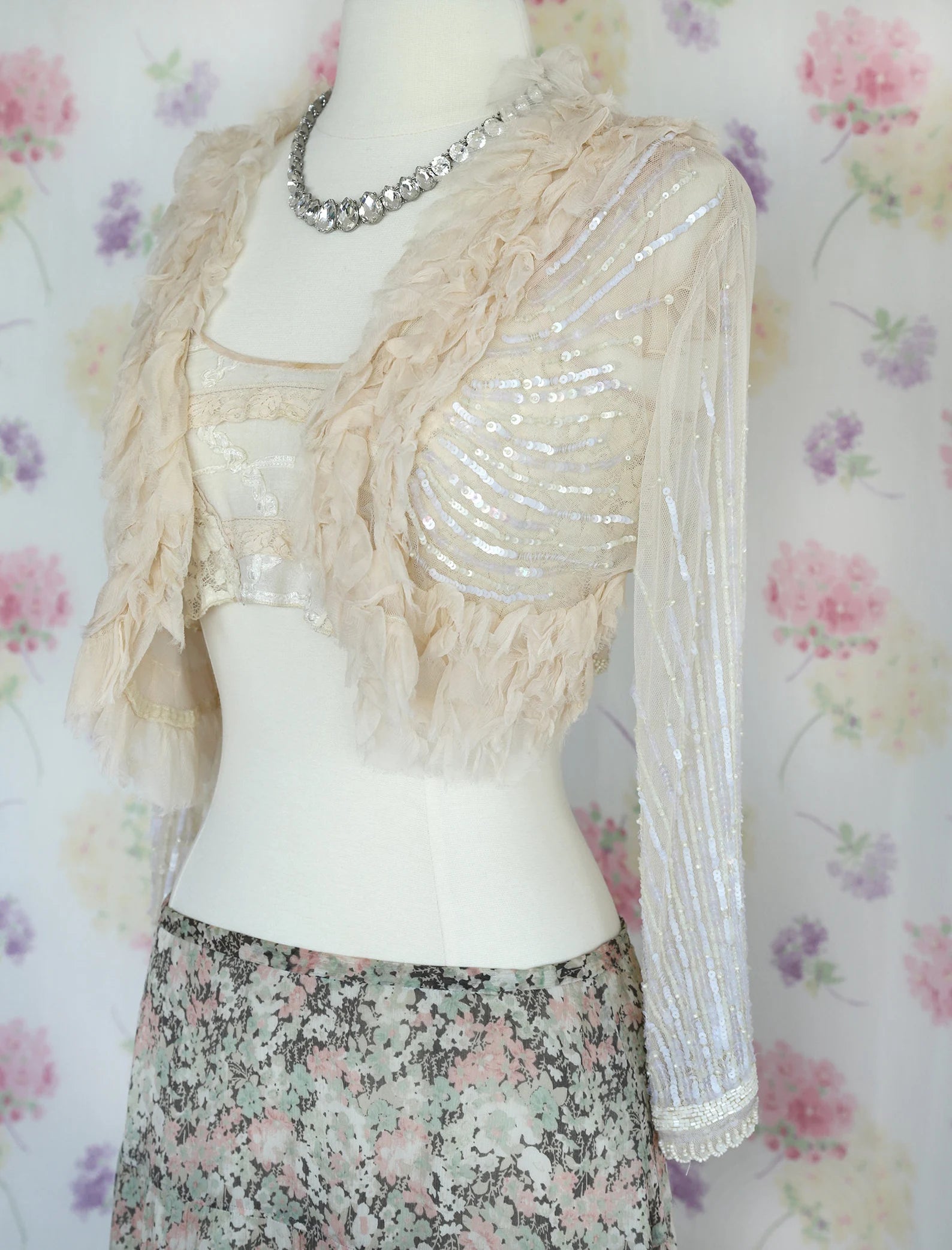 Y2K Betsey Johnson Sequin Beaded Bolero Jacket