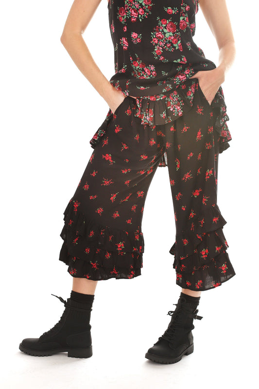HANNAH Black And Red Rose Floral PantalOOnies