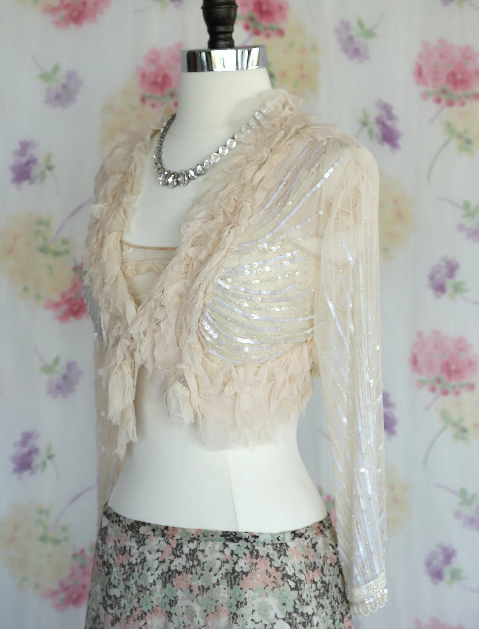 Y2K Betsey Johnson Sequin Beaded Bolero Jacket