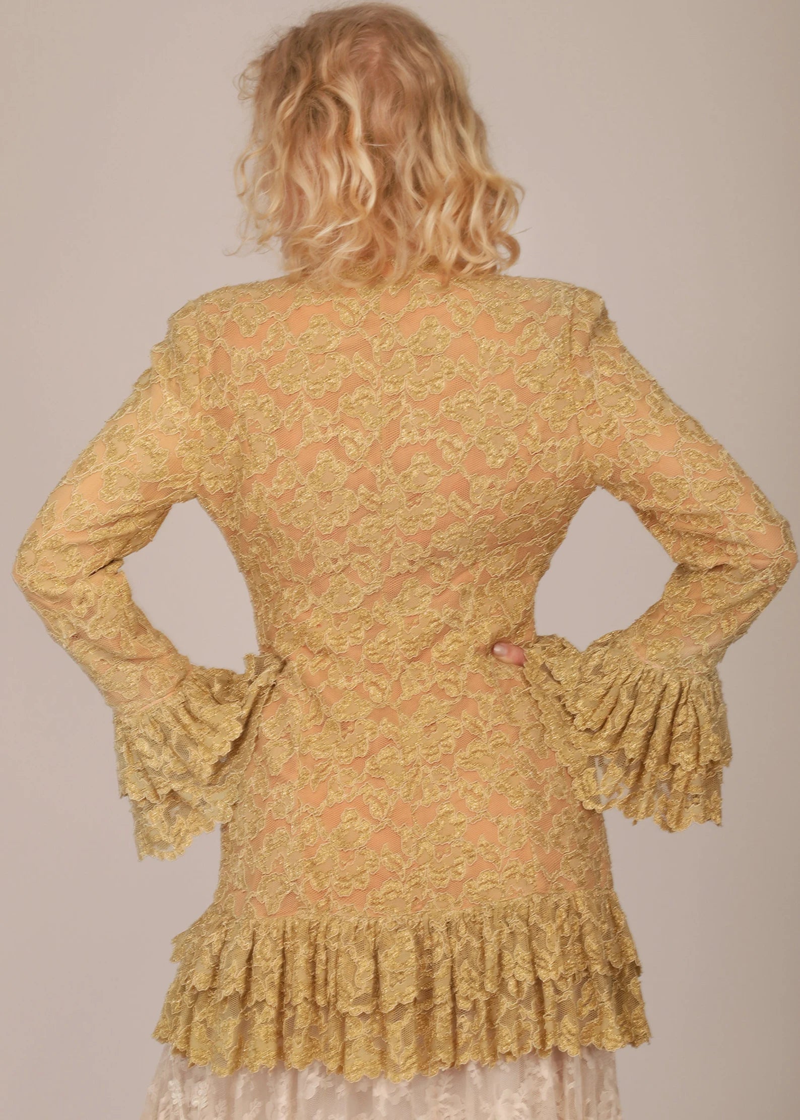 Antique Edwardian Gold Lace Pirate Sleeve Dress Jacket