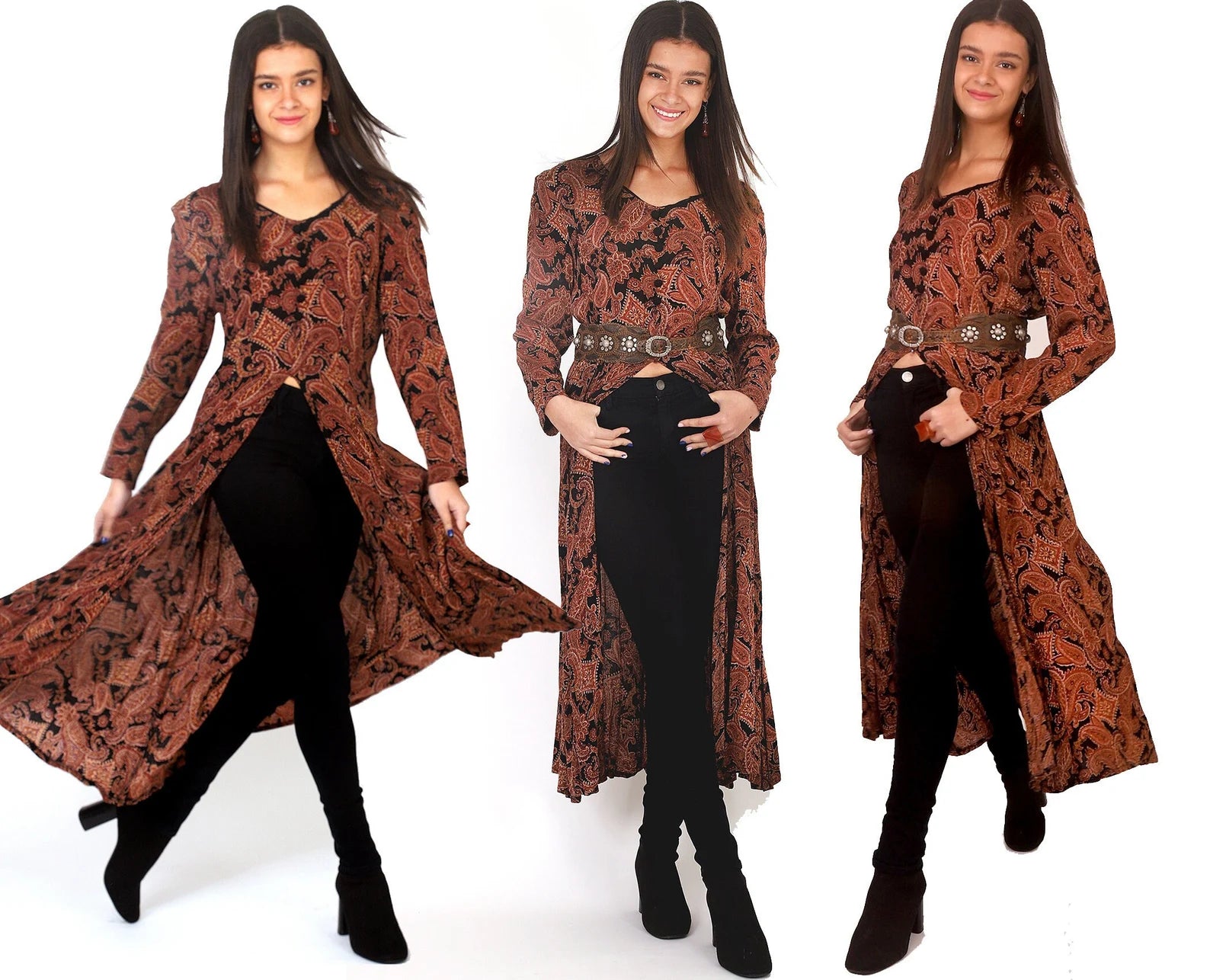 Brown Paisley Gauze Dress 80'