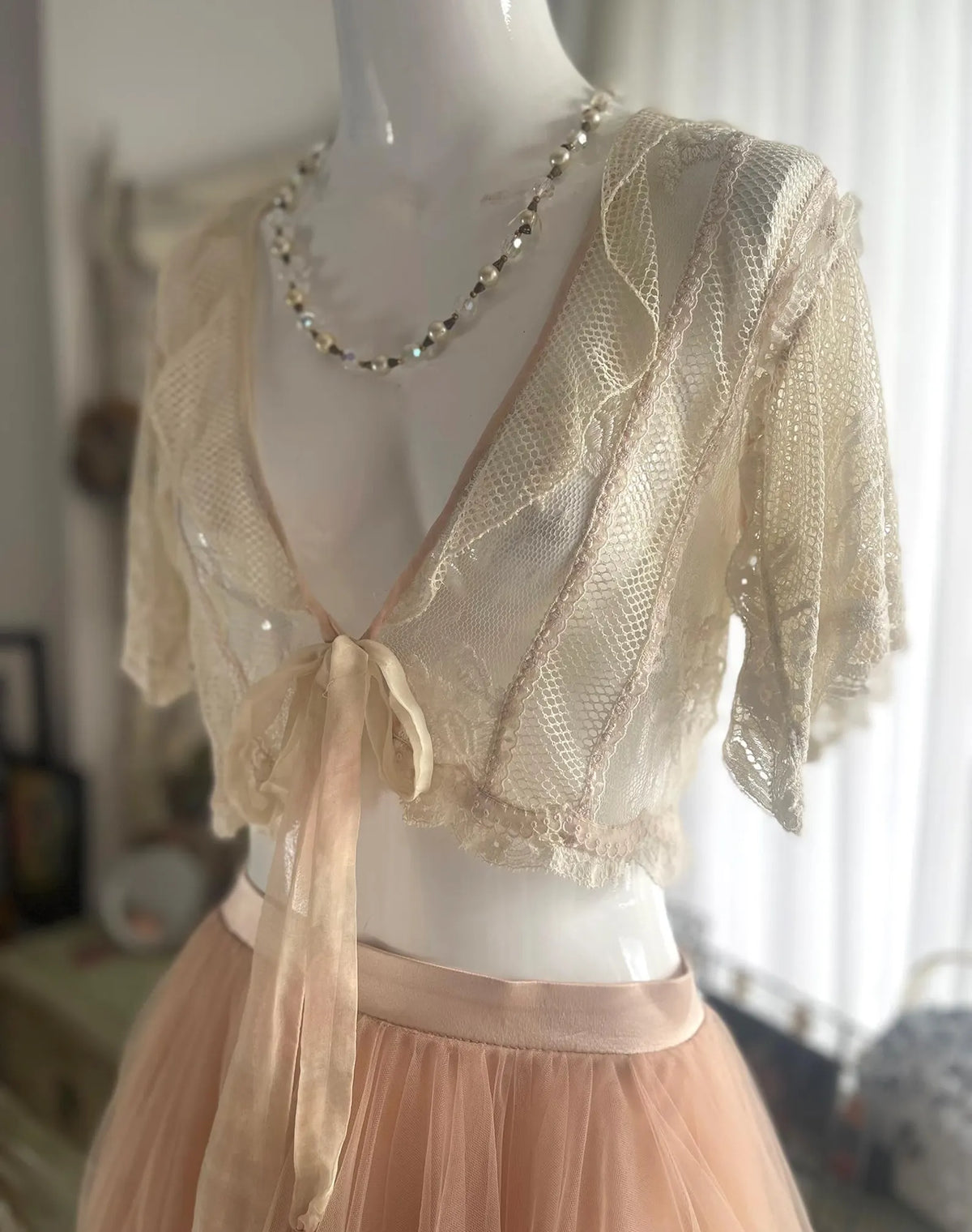 Antique Netted Lace Bed Jacket One Of A Kind