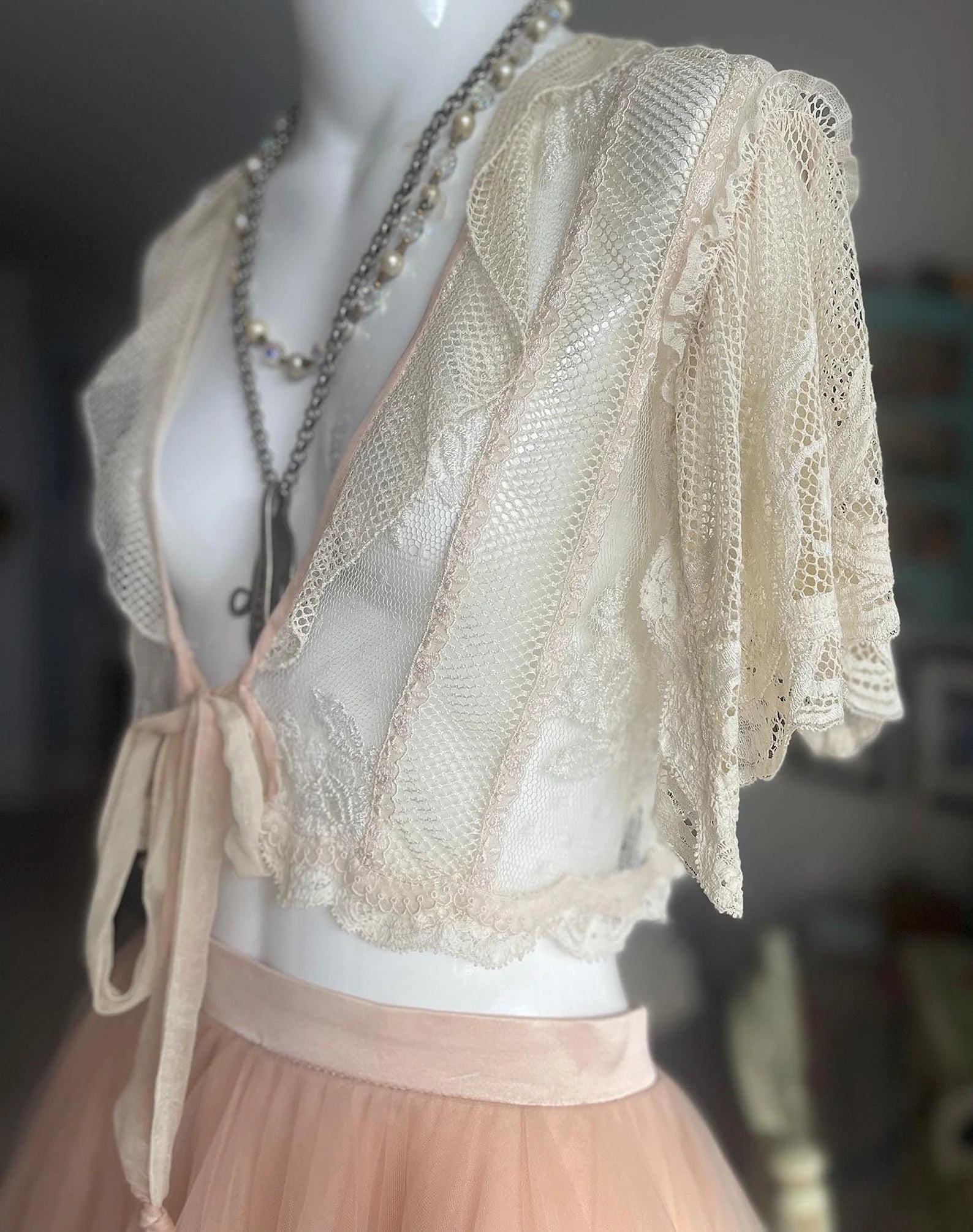 Antique Netted Lace Bed Jacket One Of A Kind