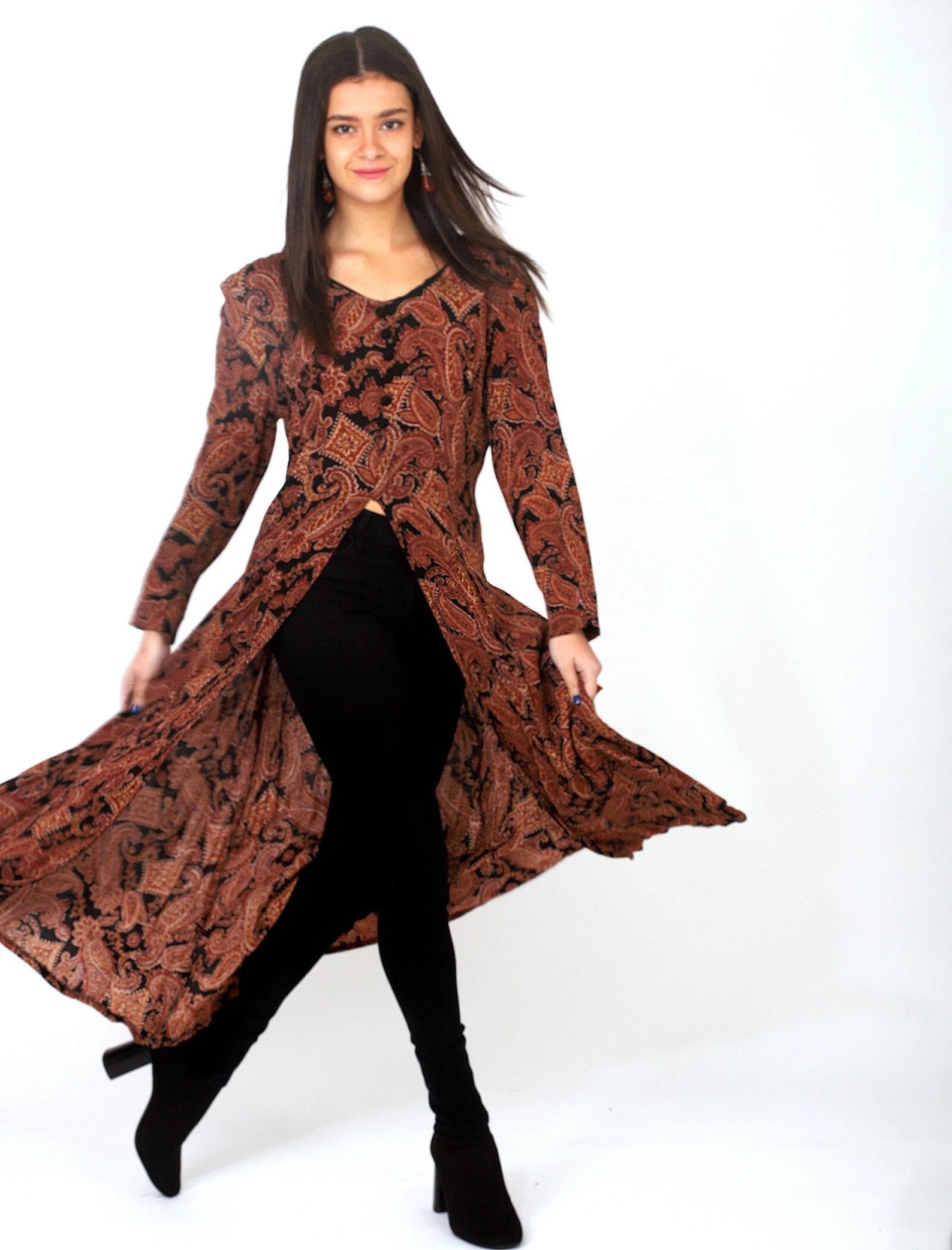 Brown Paisley Gauze Dress 80'