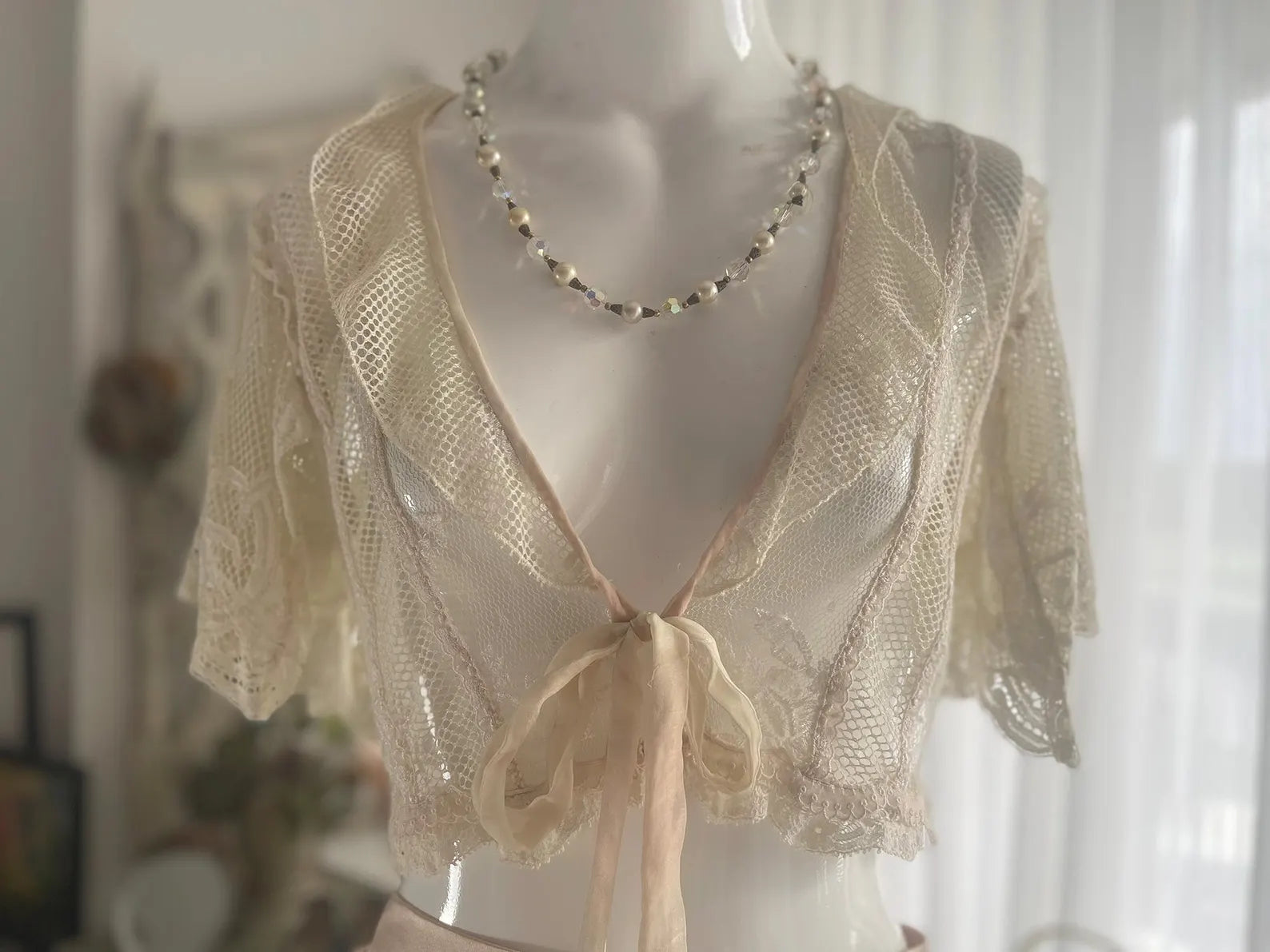 Antique Netted Lace Bed Jacket One Of A Kind