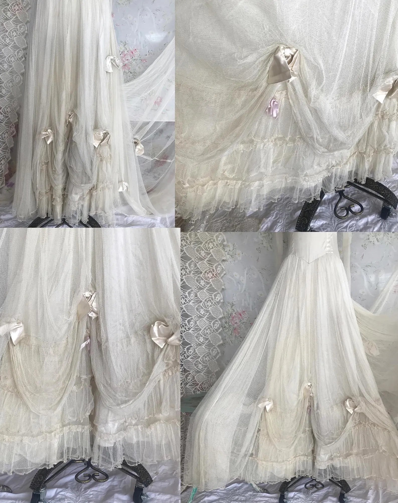 20s Antique Net Rhinestone Wedding Dress