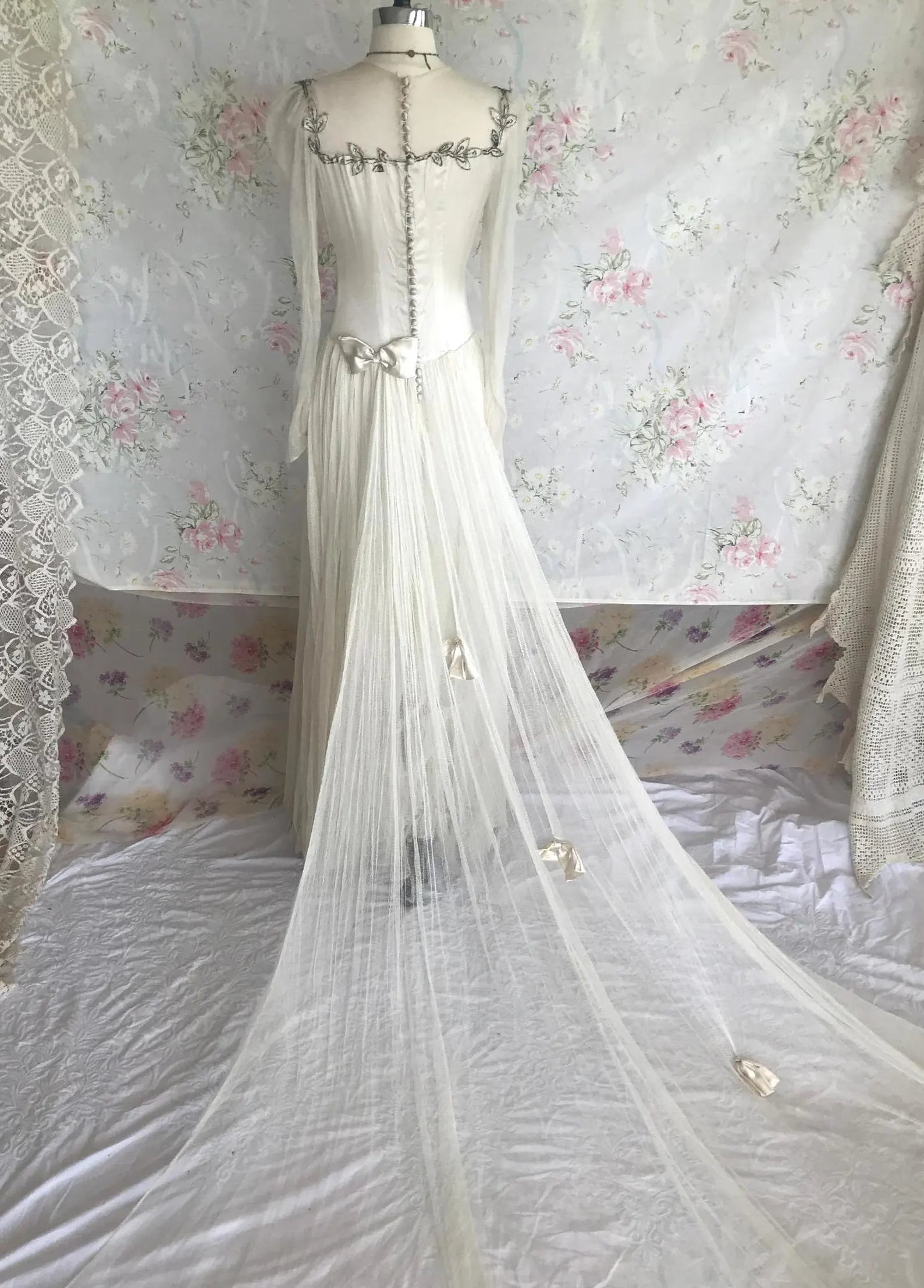 20s Antique Net Rhinestone Wedding Dress