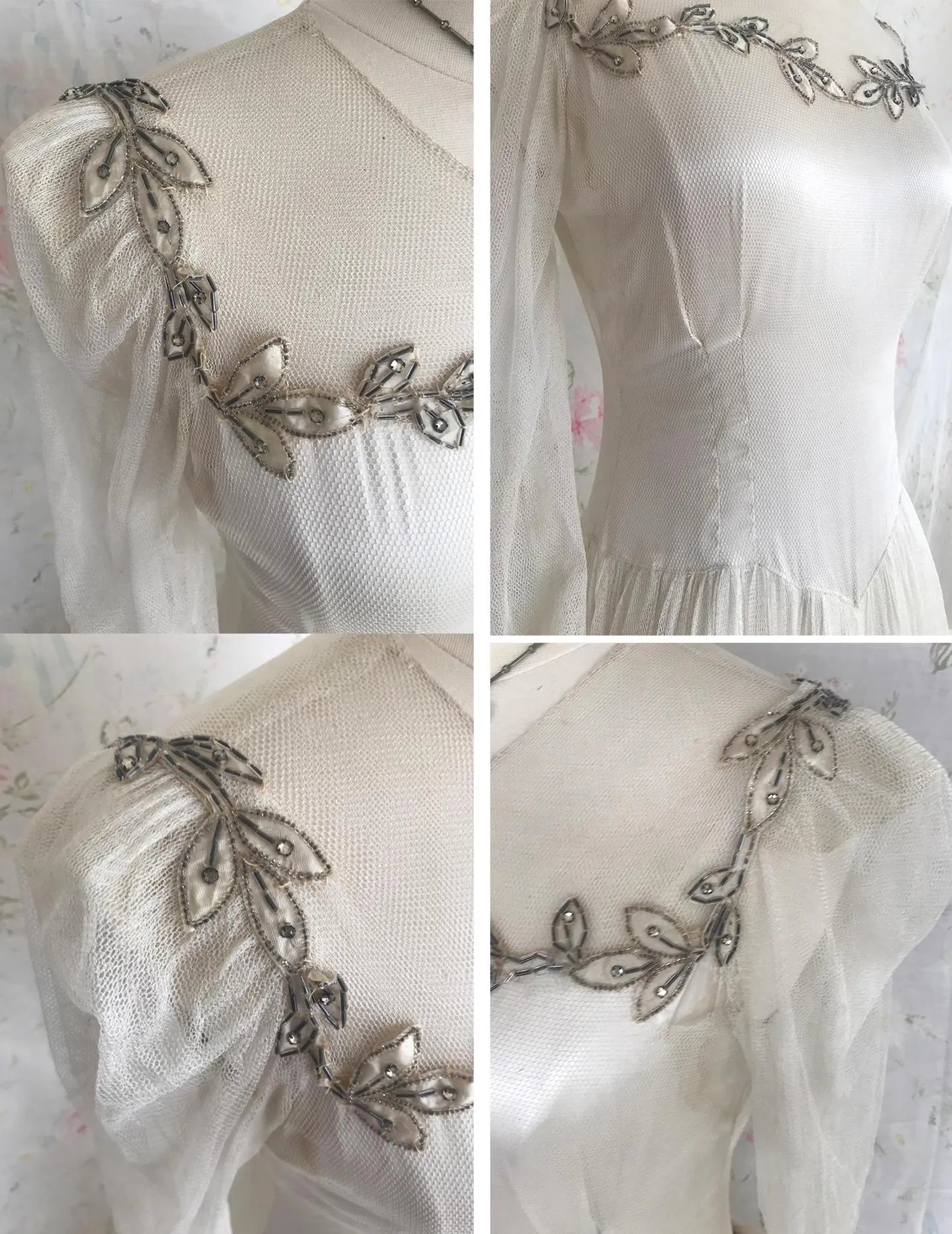 20s Antique Net Rhinestone Wedding Dress