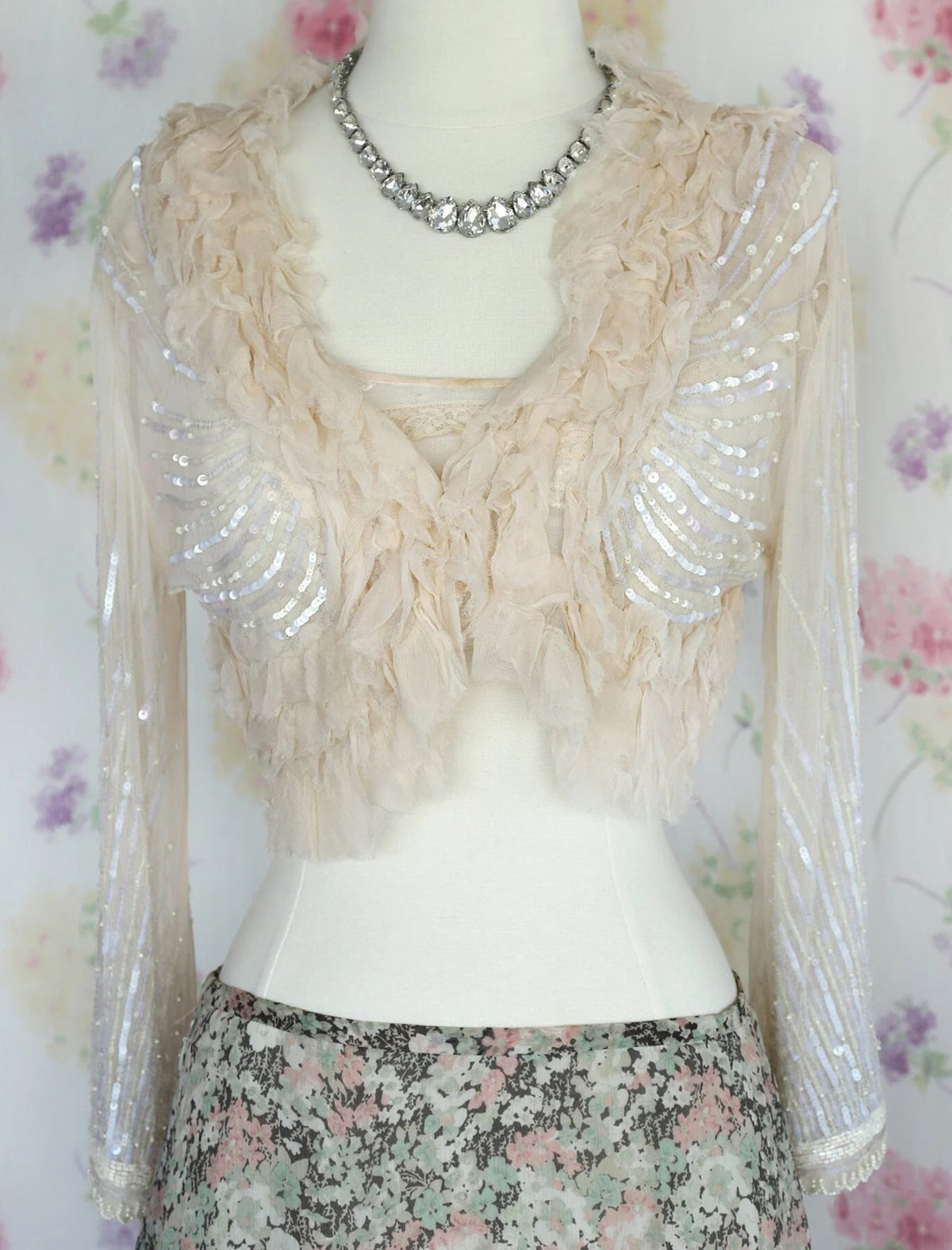 Y2K Betsey Johnson Sequin Beaded Bolero Jacket