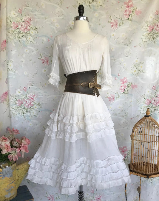 Antique Edwardian White Ruffle Tea Dress