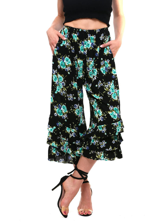 COURTNEY Black And Green Floral PantalOOnies
