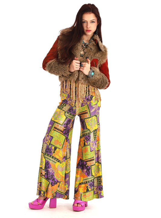 70s Suede Stevie Nicks Fur Bomber Jacket