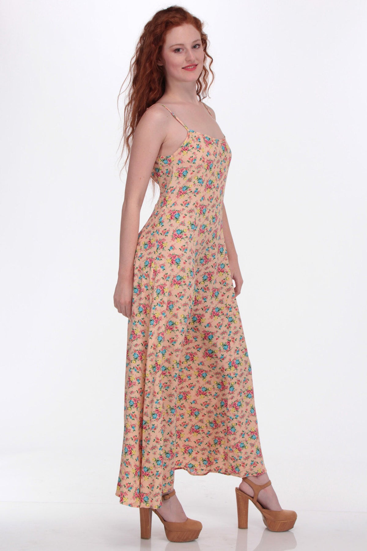 Pink Floral Boho Maxi Dress