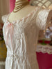 Antique Edwardian White Cap Sleeve, Eyelet, Button Up Ribbon Tie Waist Midi Day Dress.