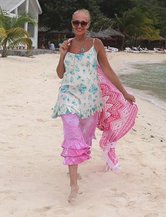 ANGIE Pink and White Tie Dye PantalOOnies