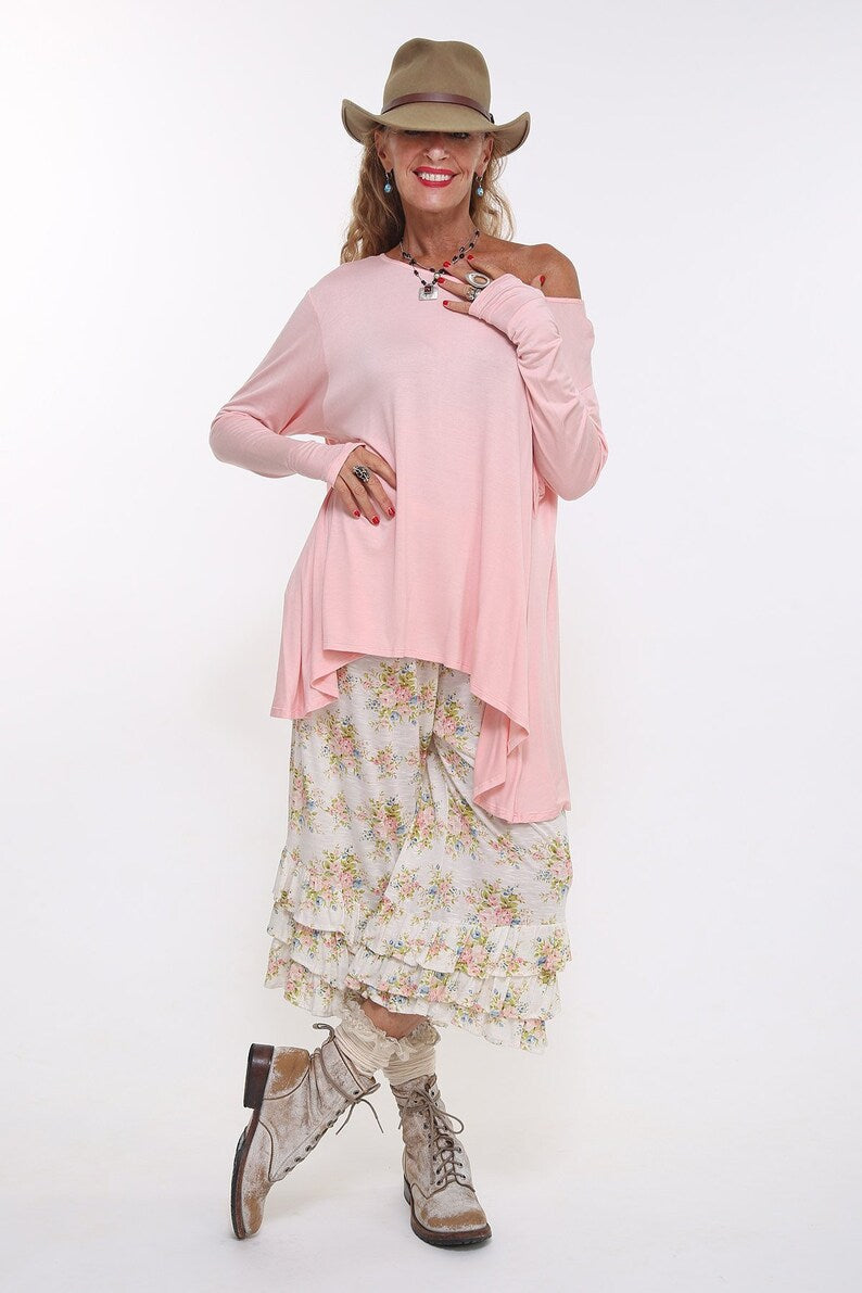 BALLET PINK Flared Frenchie Thumbhole Top