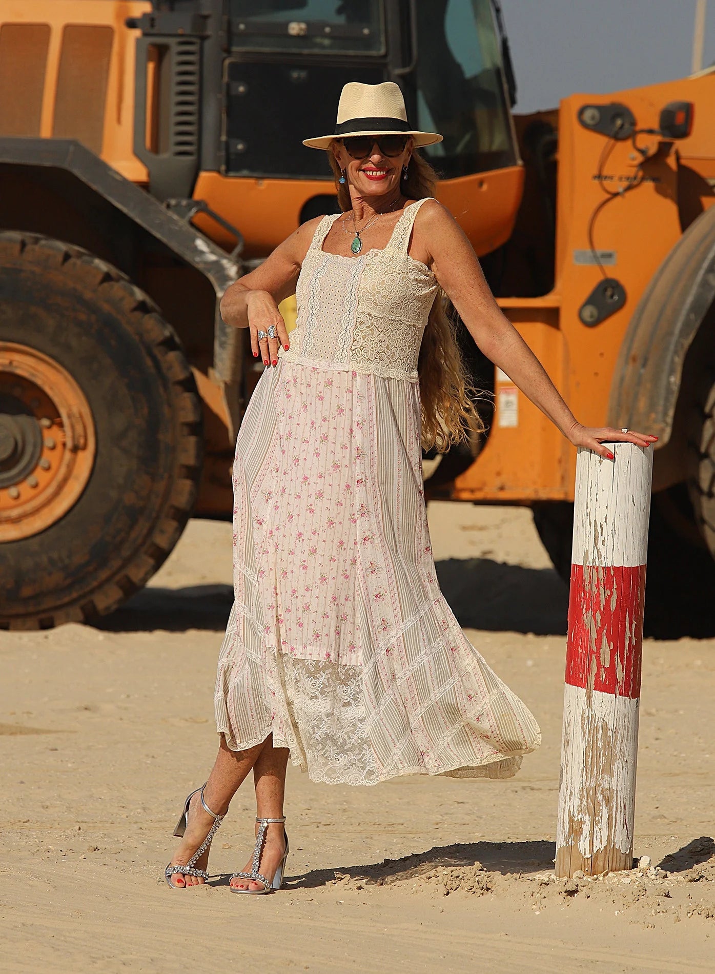 Vintage 70s Lace Floral Slip Dress One Of A Kind