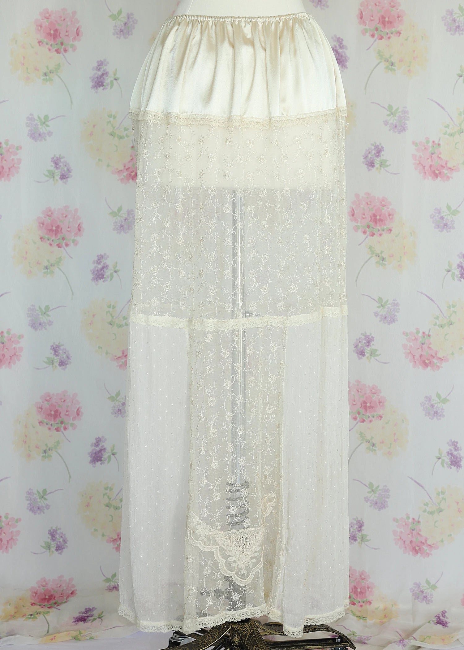 Vintage Satin and Lace Beaded Slip.