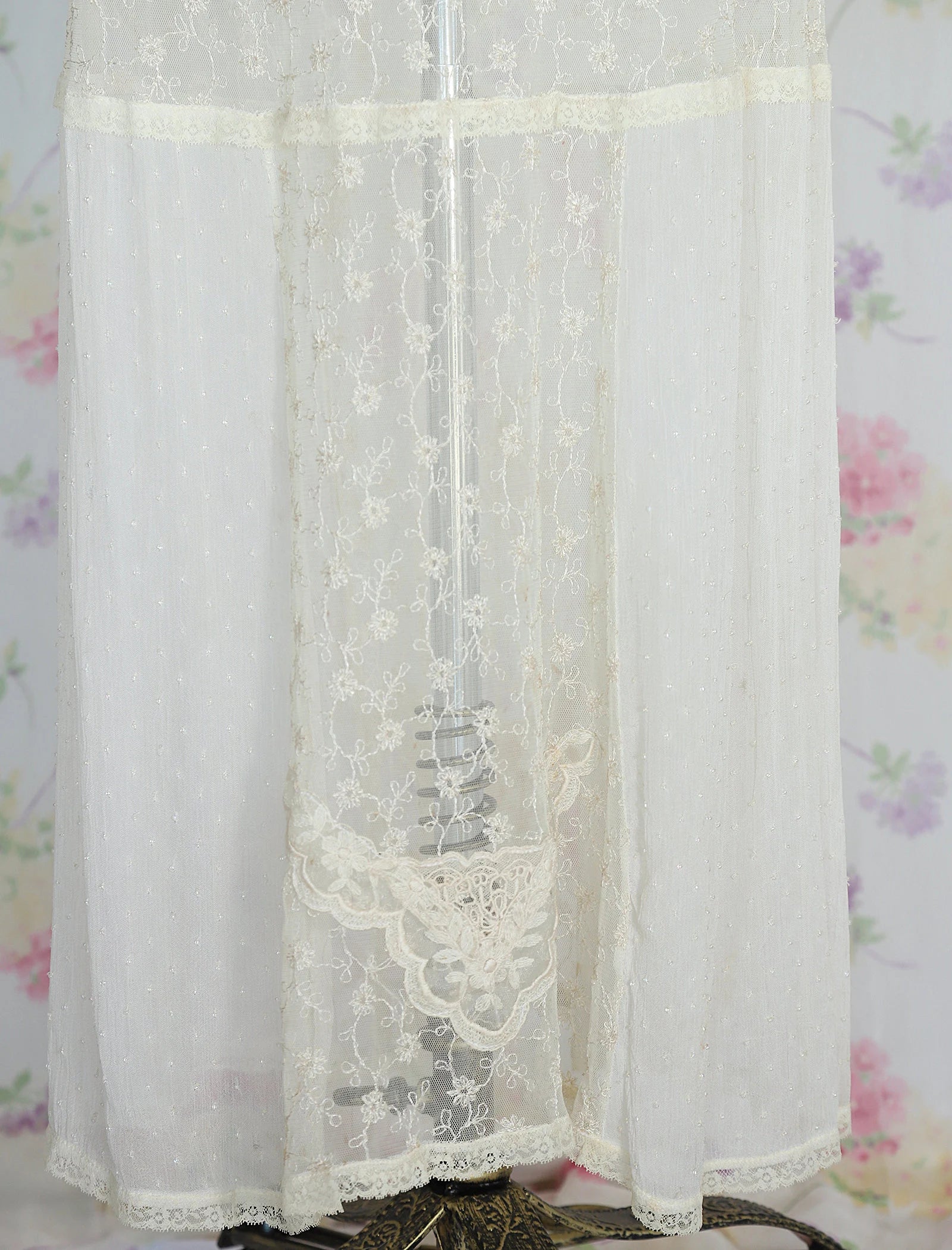 Vintage Satin and Lace Beaded Slip.