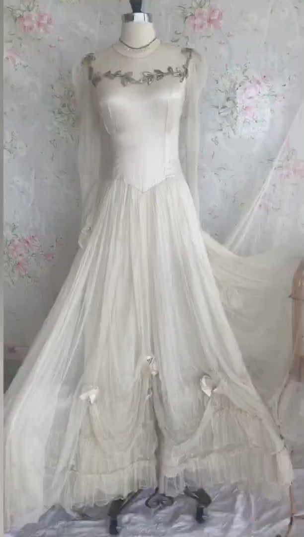 20s Antique Net Rhinestone Wedding Dress