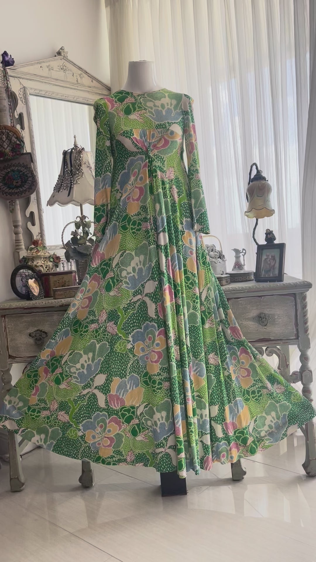 Vintage 70s Diane Von Furstenberg Maxi Dress: Floral Mod Print