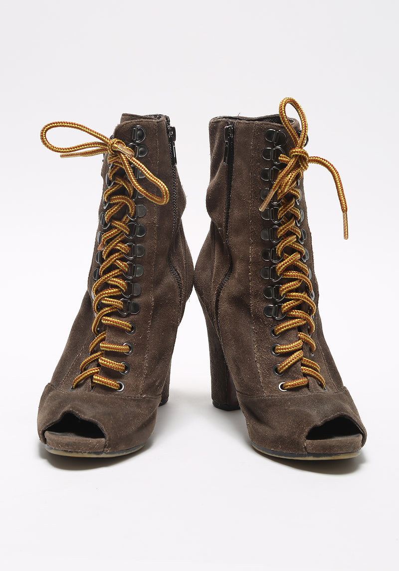 90s Suede Sam Edelman Tie Up Ankle Boots