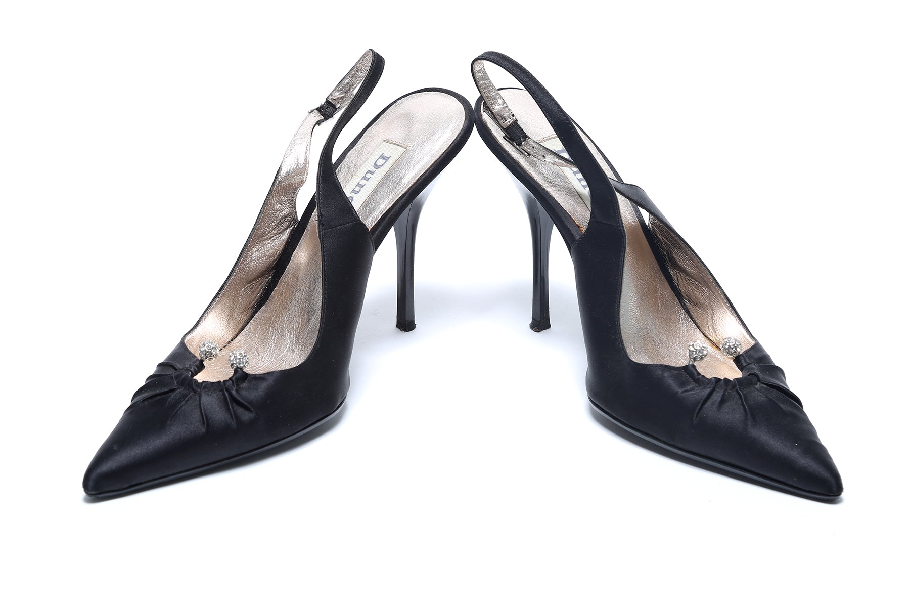 Black Sling Back Rhinestone Pumps