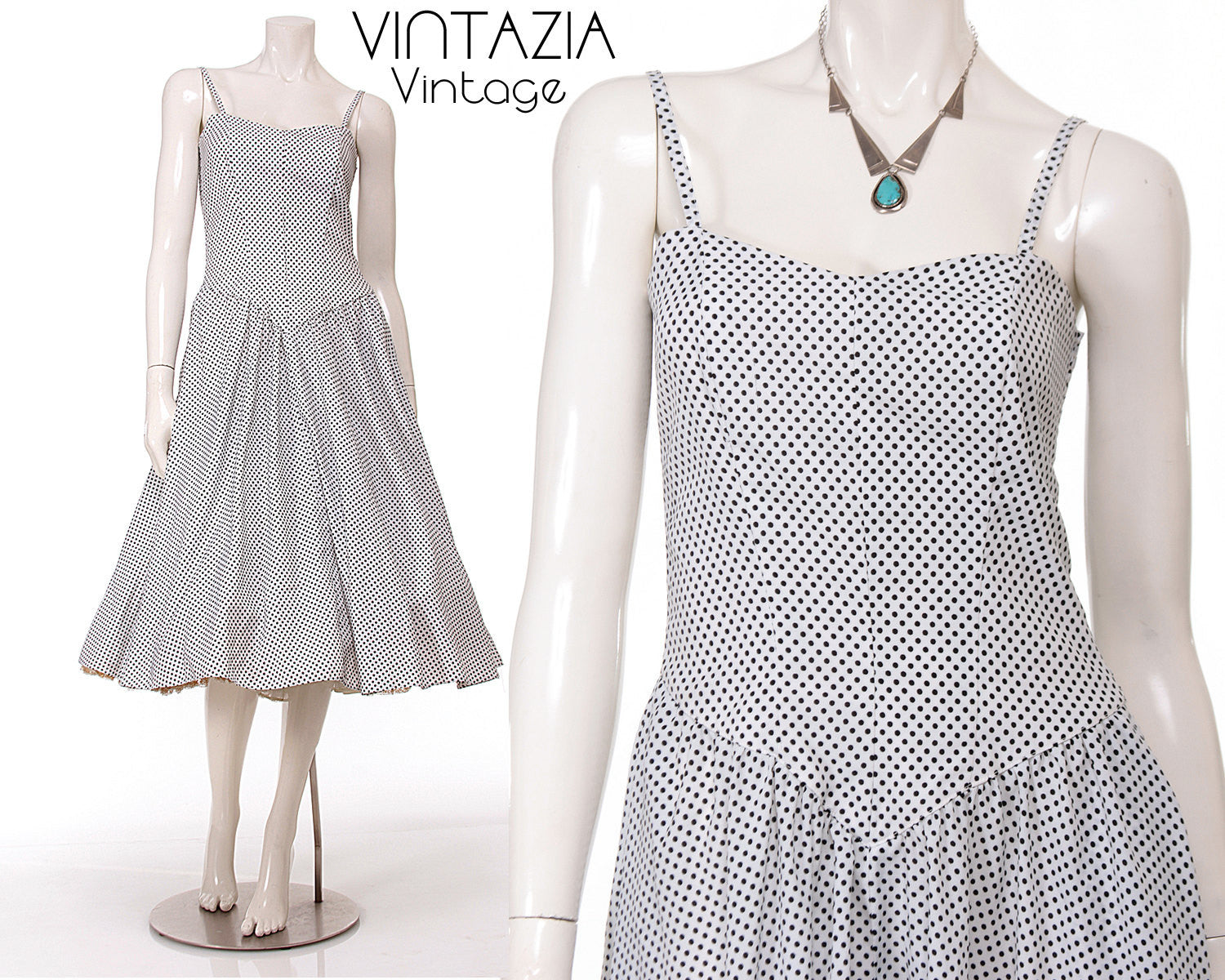 80s Paco Rabanne Polka Dot Swing Dress