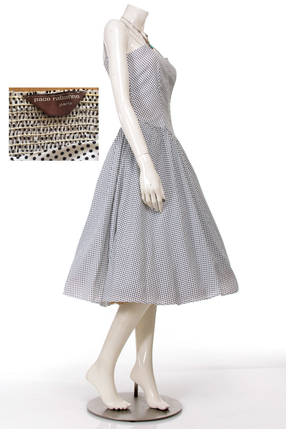 80s Paco Rabanne Polka Dot Swing Dress