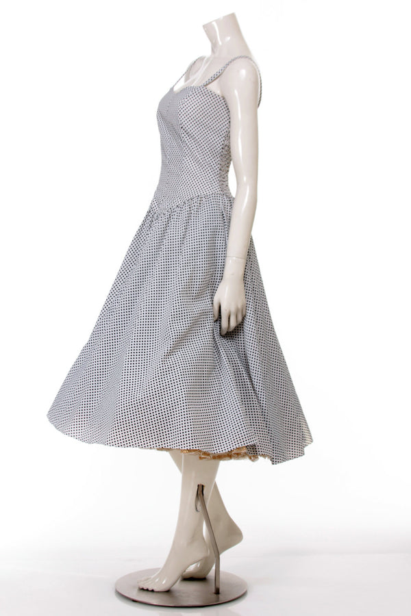 80s Designer Paco Rabanne Paris Polka Dot Swing Dress