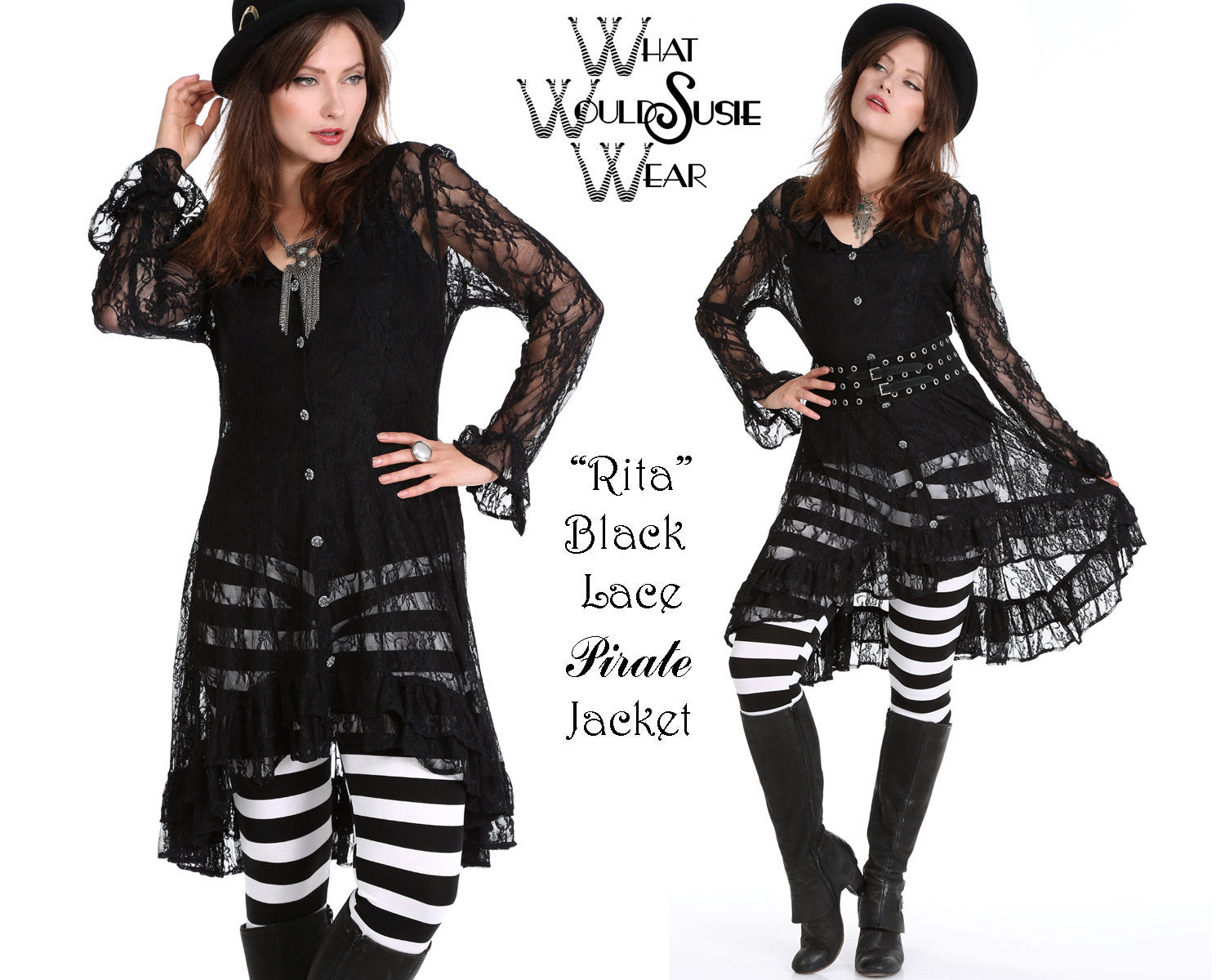 Rita Black Lace Pirate Jacket