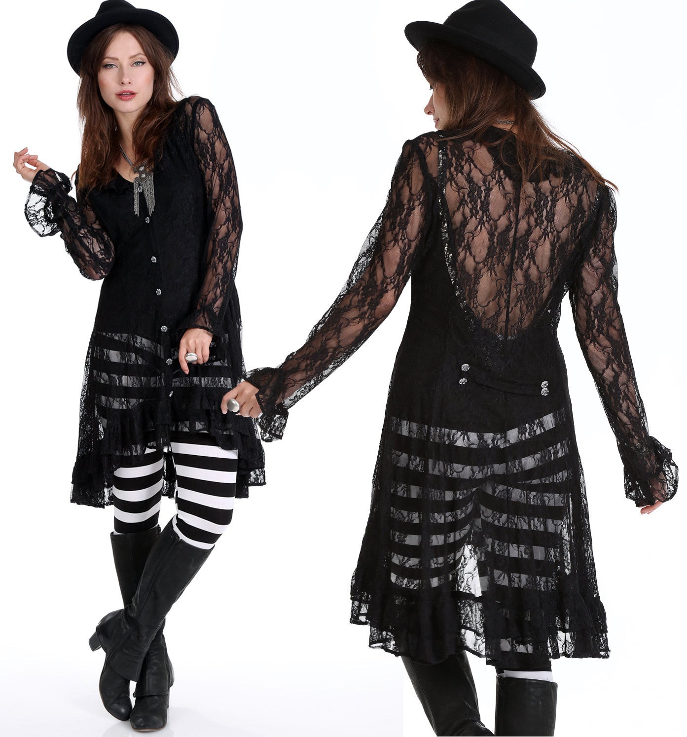 Rita Black Lace Pirate Jacket