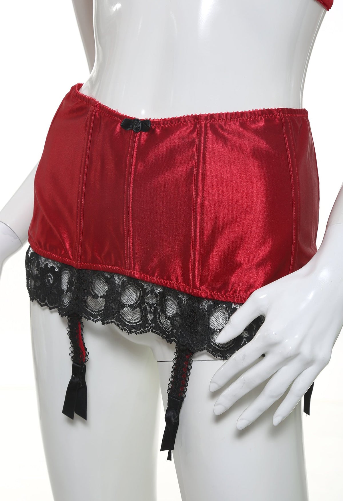 80s Vintage Red And Black Lace Garter Belt