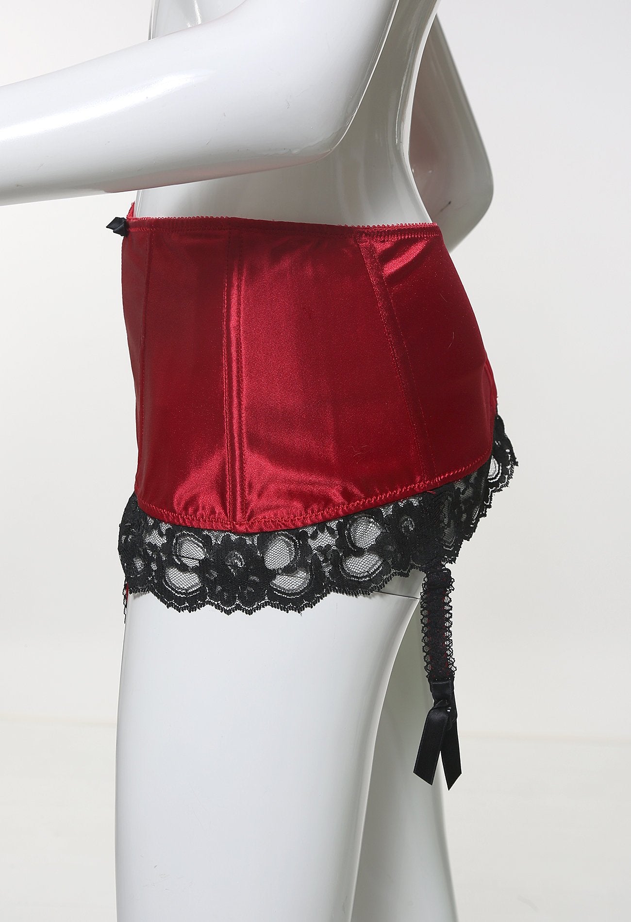 80s Vintage Red And Black Lace Garter Belt