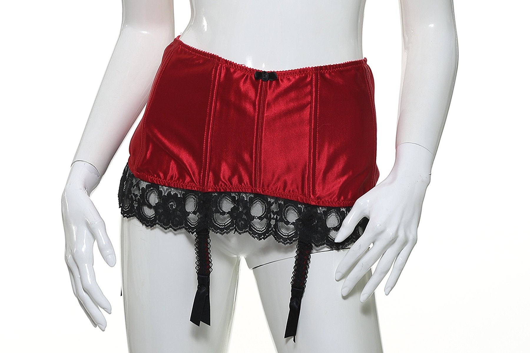 80s Vintage Red And Black Lace Garter Belt