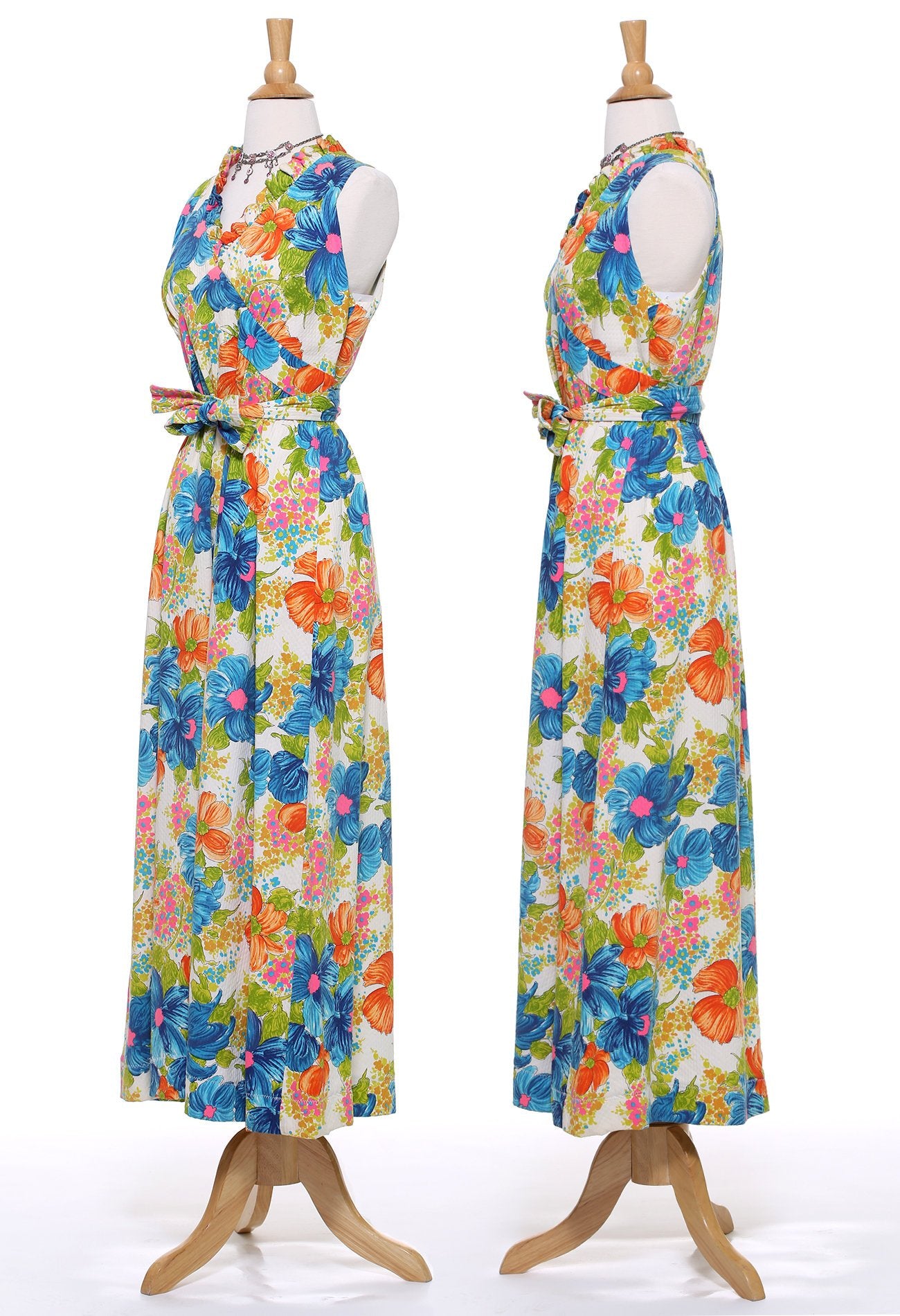 50s Hawaiian Bold Floral Maxi Dress