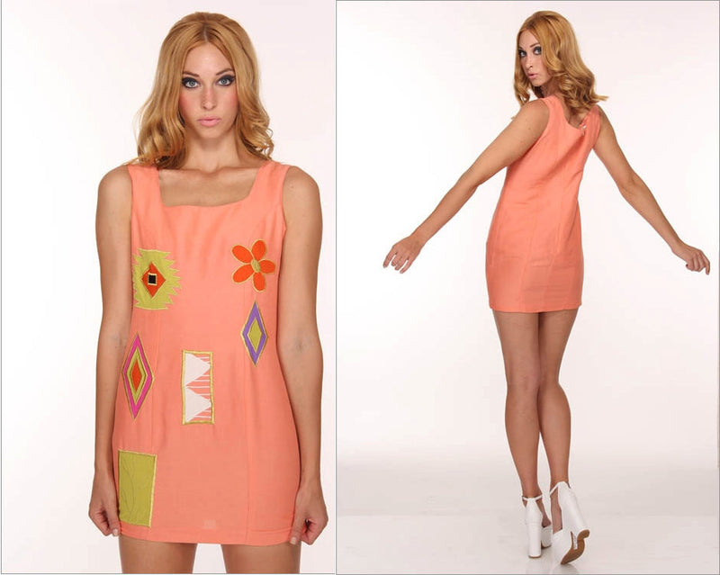 1960s Mod Peach Dress
