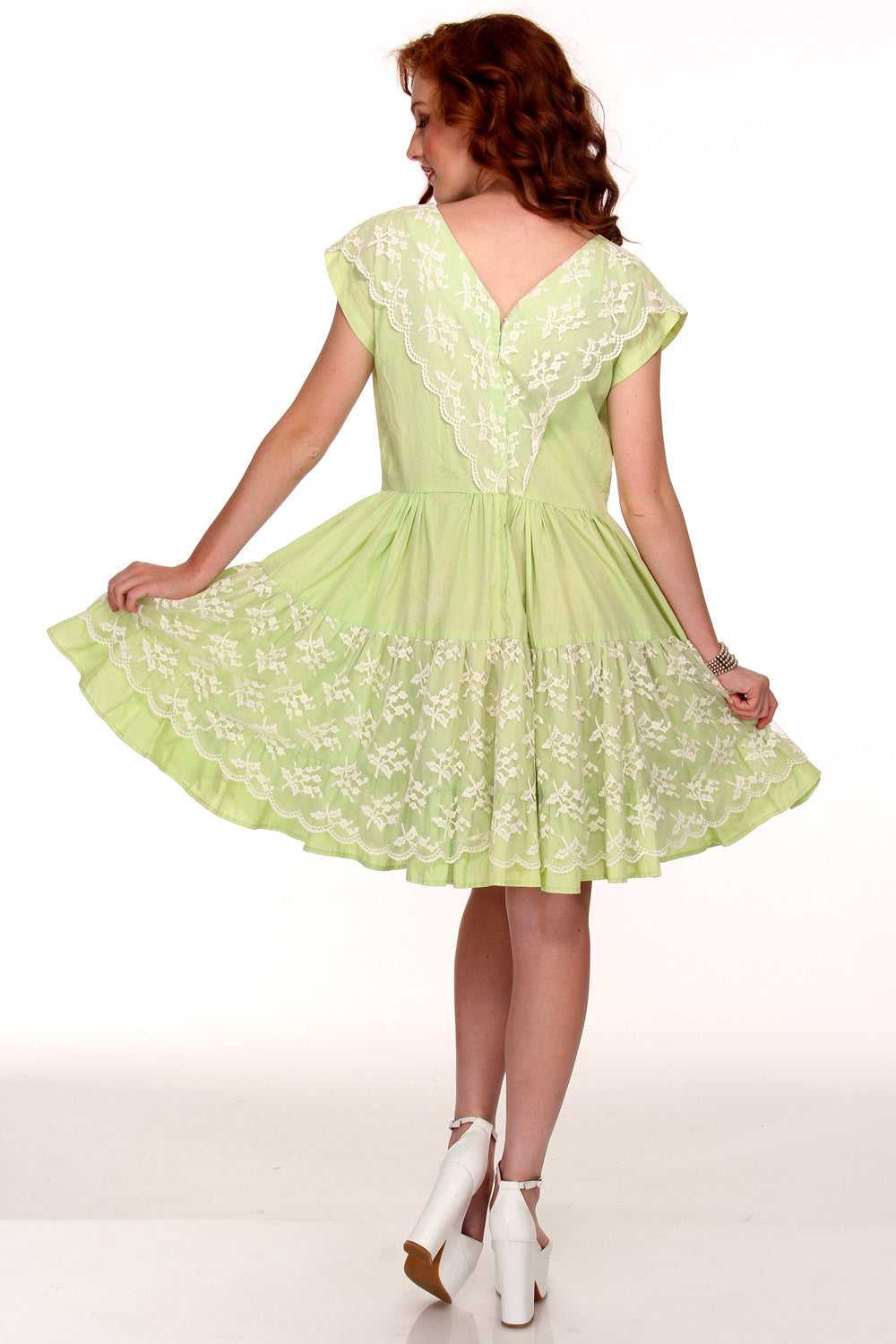 50s Green Lace Rockabilly Dress