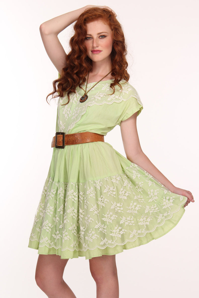 50s Lime Green Lace Rockabilly Dress