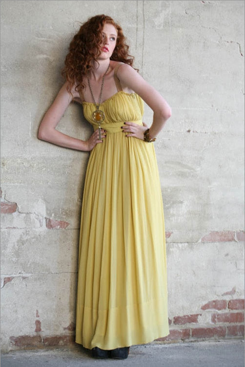 Yellow Grecian Goddess Maxi Dress