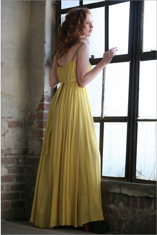 Yellow Grecian Goddess Maxi Dress